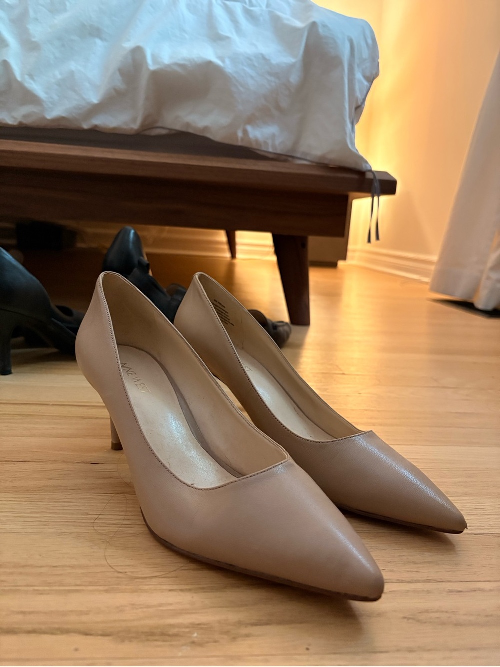 Nine West Beige Pointed-Toe Pumps